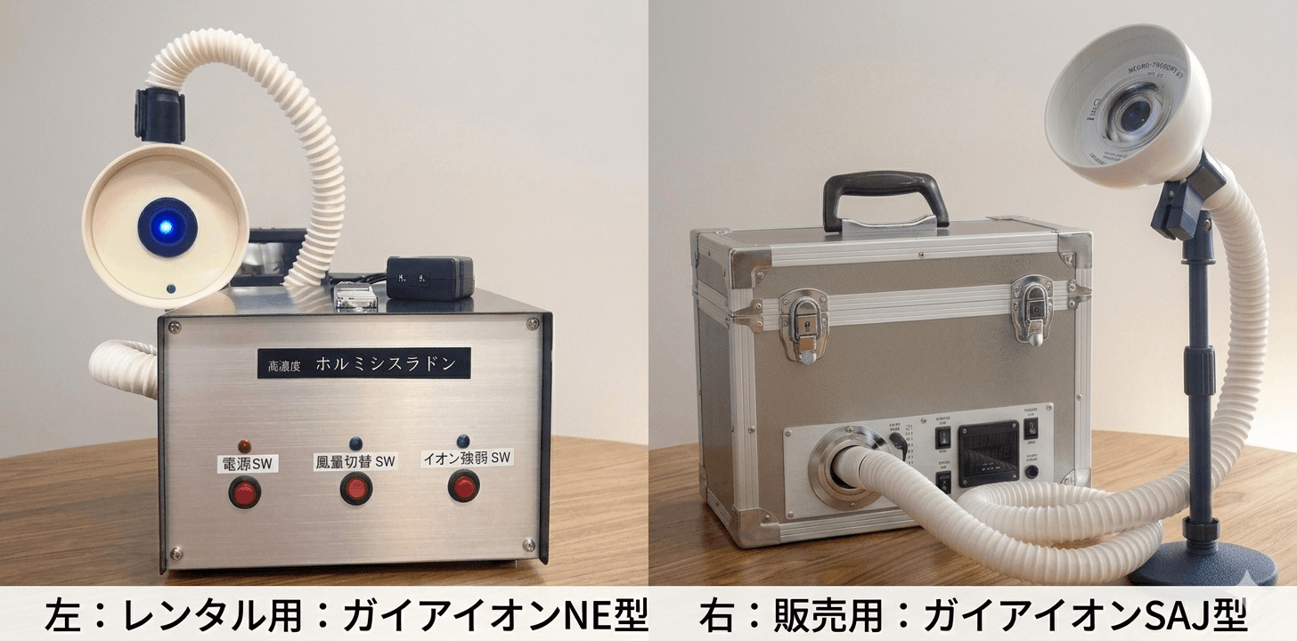 レンタル用ガイアイオンNE型と販売用ガイアイオンSAJ型の写真